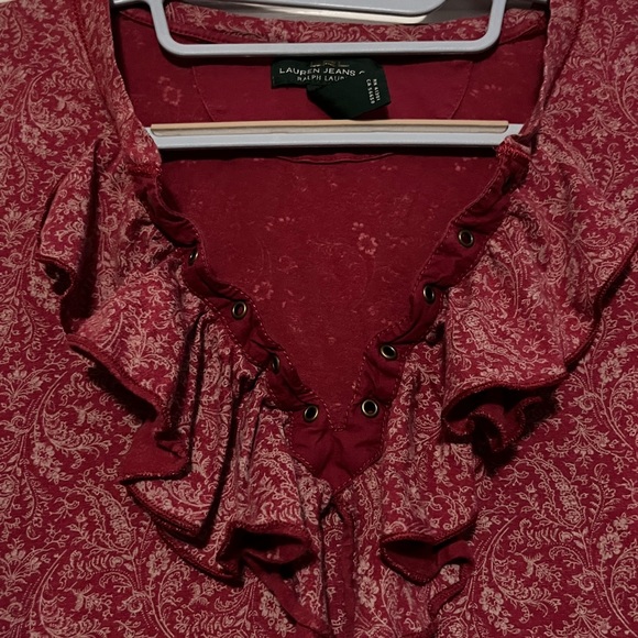 LRL Ralph Lauren Jean Co, add tie, detailed ruffled top. Size XL - Picture 3 of 7